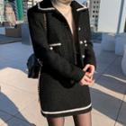 Contrast-trim Tweed Crop Jacket