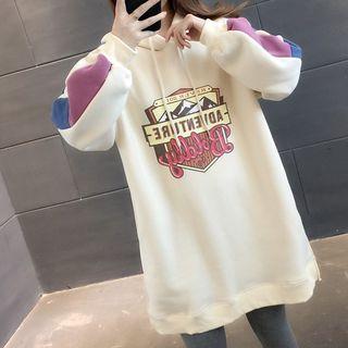 Color Block Printed Hoodie Dress