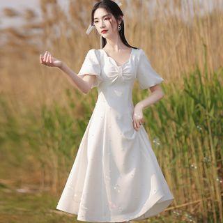 Faux Pearl A-line Cocktail Dress