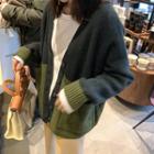 Two-tone Cardigan Green - One Size