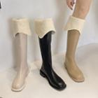 Faux Leather Fleece-lined Tall Boots