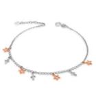 14k Italian Rose And White Gold Cut-out Stars And Crosses Anklet (23.5cm), Women Jewelry In Gift Box