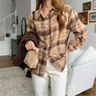 Checked Plain Shirt Beige - One Size