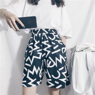 Wide-leg Printed Shorts