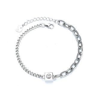 Sterling Silver Smiley Face Bracelet 108s - 925 Silver - Silver - One Size