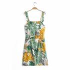 Sleeveless Tropical Print A-line Mini Dress