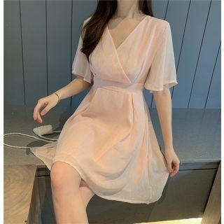 Drawstring Waist Plain Dress