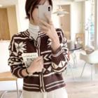 Round-neck Wool Blend Patterned Cardigan