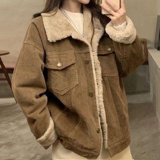 Corduroy Fleece Button Jacket