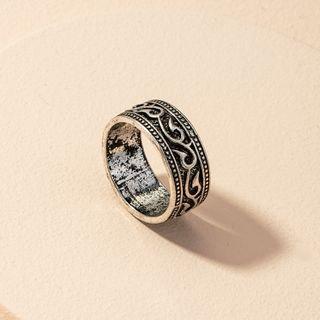 Retro Alloy Ring Ring - Black - 9