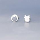 Cat Sterling Silver Asymmetrical Earring 1 Pair - Silver - One Size