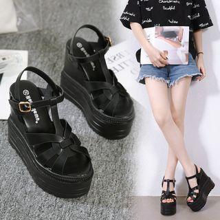 Crisscross Strap Platform Wedge Sandals