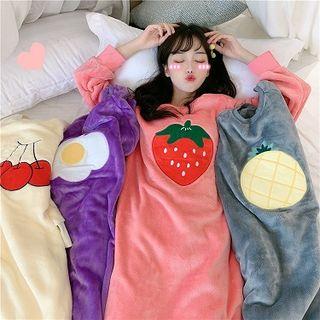 Embroidered Crewneck Long-sleeve Dress
