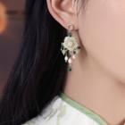 Retro Flower Faux Pearl Fringed Earring 1 Pair - Green & White - One Size