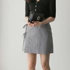 Bow-detail Checked A-line Skirt