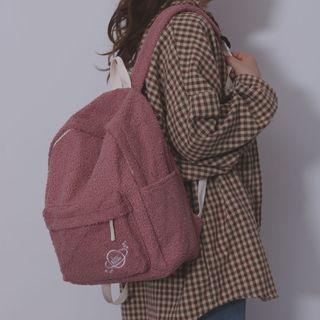 Planet Embroidered Fleece Backpack