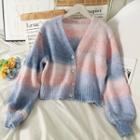 Gradient Button-up Knit Top