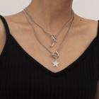 Set: Moon + Star Necklace 1060 - Silver - One Size