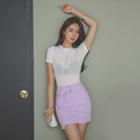 Crew-neck Short-sleeve Colored T-shirt