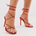 Faux Leather High-heel Lace-up Sandals