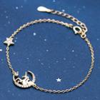 925 Sterling Silver Rhinestone Unicorn Moon & Star Bracelet 925 Sterling Silver Rhinestone Unicorn Moon & Star Bracelet - One Size