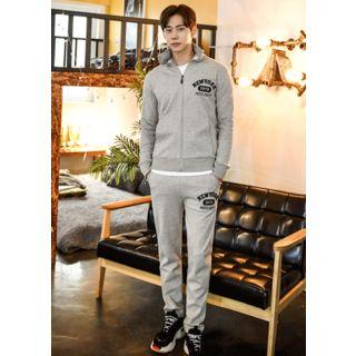 Set: Lettering Zip-up Jacket + Sweat Shirt