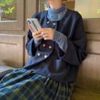 Double-breasted Jacket / Plaid Midi A-line Skirt