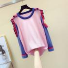 Frill-trim Color-block Knit Top