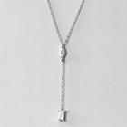 925 Sterling Silver Rhinestone Y Pendant Necklace As Shown In Figure - One Size