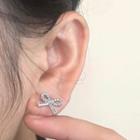 Rhinestone Bow Stud Earring 1 Pair - 2507a - Silver Pin -rhinestone - Silver - One Size