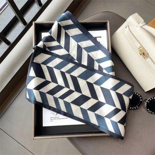Patterned Silk Scarf Box Set - Blue & White - One Size