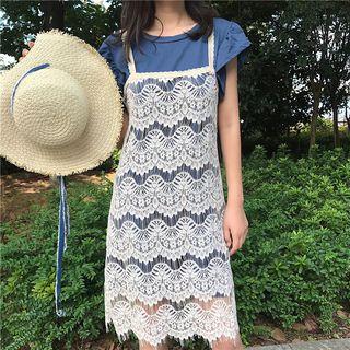 Strappy Lace Dress / Short-sleeve T-shirt Dress