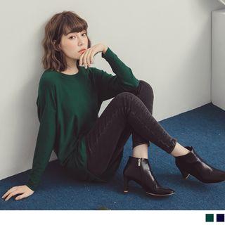 Curved Hem Plain Sweater