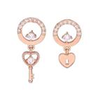 Non-matching Rhinestone Alloy Lock & Key Dangle Earring