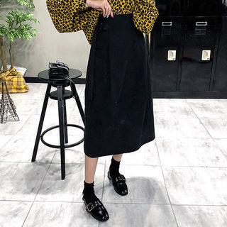 Belted Long A-line Skirt