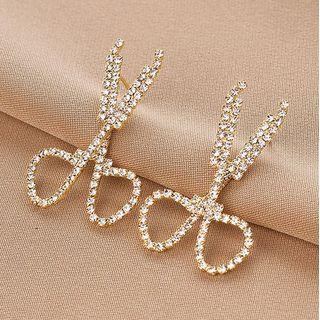 Rhinestone Earring Qr219 - 1 Pair - Gold - One Size