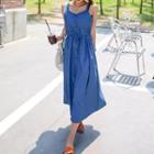 Spaghetti-strap Lace-up Denim Dress