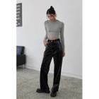 Stitched Faux-leather Pants