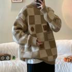 Checkered Turtleneck Sweater