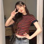 Short-sleeve T Shirtcropped Striped Top