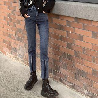 High-waist Color-block Skinny Jeans