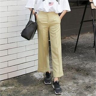 Cuff-hem Flat-front Dress Pants
