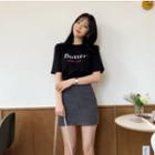 Lettering Short-sleeve T-shirt / A-line Skirt