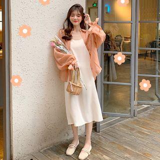 Chiffon Blouse / V-neck Sleeveless Dress