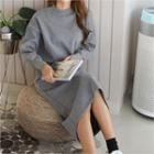 Set: Crew-neck Wide-cuff Pullover + Midi Skirt