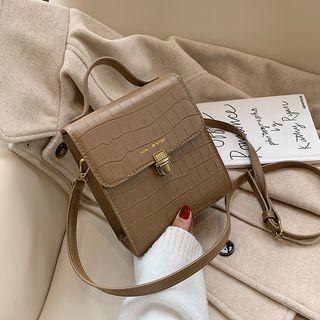 Faux Croc Grain Top Handle Crossbody Bag