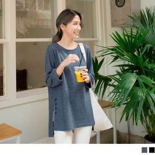 3/4 Sleeve Striped Panel Mock Two Piece Top