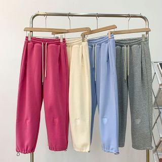 Drawstring-cuff High Waist Loose Fit Sweatpants