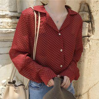 Dotted Lapel Collar Shirt