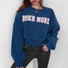 Letter Applique Faux Shearling Pullover